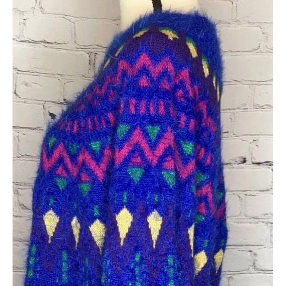 Time And Tru Blue Fair Isle Fuzzy Sweater Womens Gift Size Small NEW Winter Top